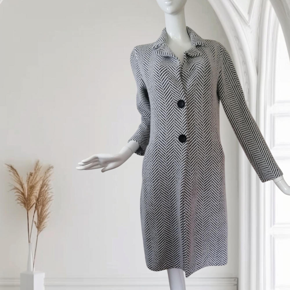 Frank Lyman Design Black and White Herringbone Coat